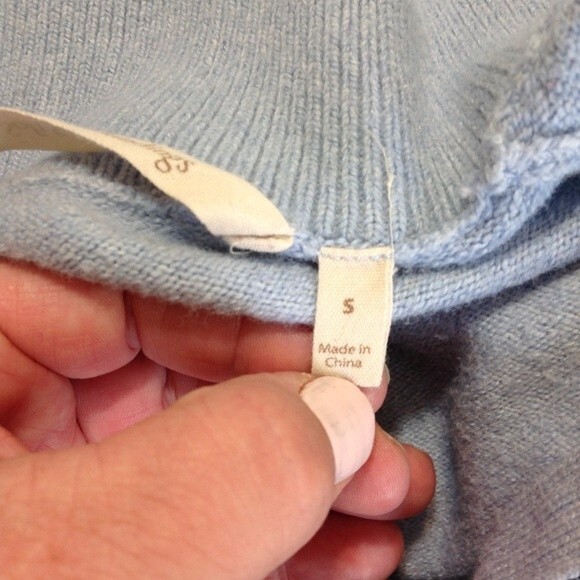 SOFT SURROUNDINGS Small Kalie Sweater Tunic Wool Cotton Light Blue Tulip Hem - Picture 7 of 8